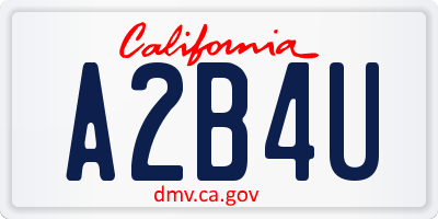 CA license plate A2B4U