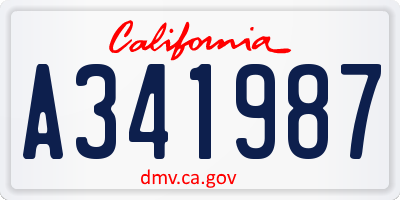 CA license plate A341987