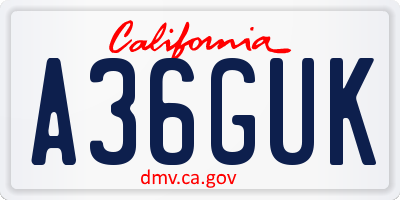 CA license plate A36GUK