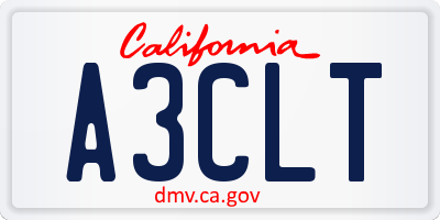 CA license plate A3CLT