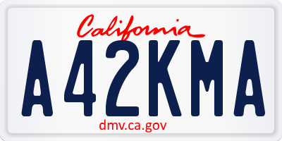 CA license plate A42KMA