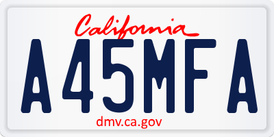 CA license plate A45MFA