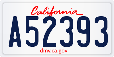 CA license plate A52393