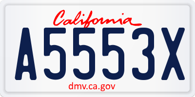 CA license plate A5553X