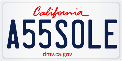 CA license plate A55SOLE