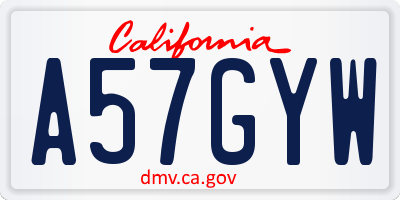 CA license plate A57GYW