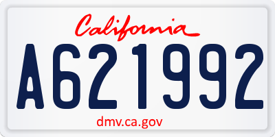 CA license plate A621992