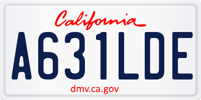 CA license plate A631LDE