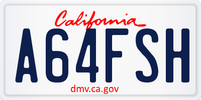 CA license plate A64FSH