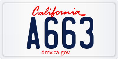 CA license plate A663