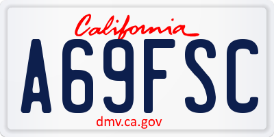 CA license plate A69FSC