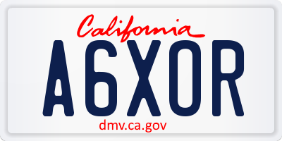 CA license plate A6XOR