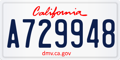 CA license plate A729948