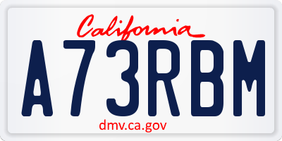 CA license plate A73RBM