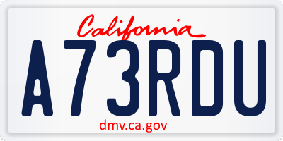 CA license plate A73RDU