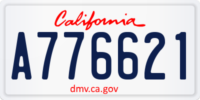 CA license plate A776621