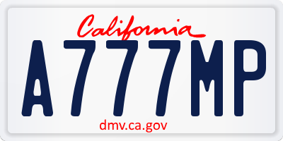 CA license plate A777MP