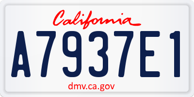 CA license plate A7937E1