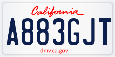 CA license plate A883GJT