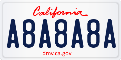 CA license plate A8A8A8A