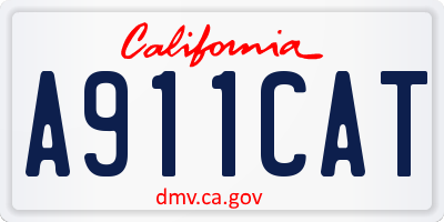 CA license plate A911CAT