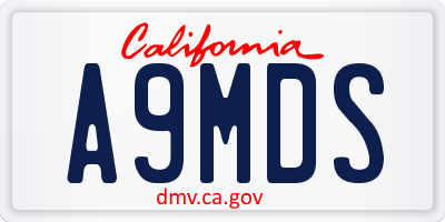 CA license plate A9MDS