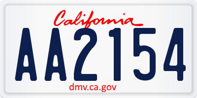 CA license plate AA2154