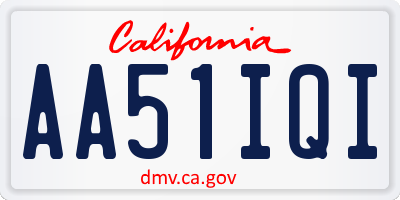 CA license plate AA51IQI