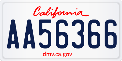 CA license plate AA56366