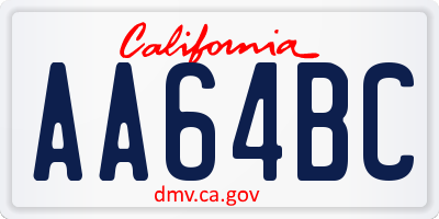 CA license plate AA64BC