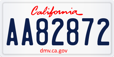 CA license plate AA82872