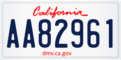 CA license plate AA82961