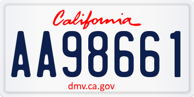 CA license plate AA98661