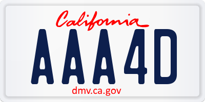 CA license plate AAA4D