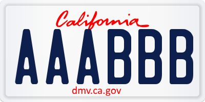 CA license plate AAABBB