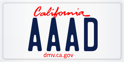 CA license plate AAAD