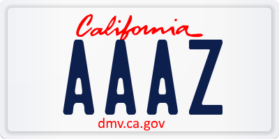 CA license plate AAAZ