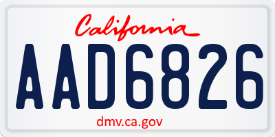 CA license plate AAD6826