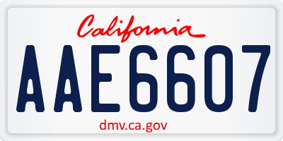 CA license plate AAE6607