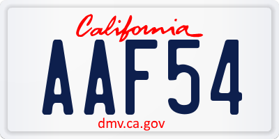 CA license plate AAF54