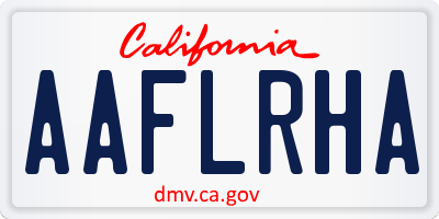 CA license plate AAFLRHA