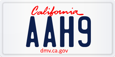 CA license plate AAH9