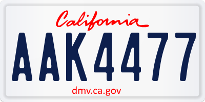 CA license plate AAK4477