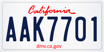 CA license plate AAK7701