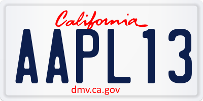 CA license plate AAPL13