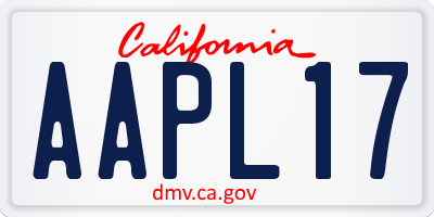 CA license plate AAPL17