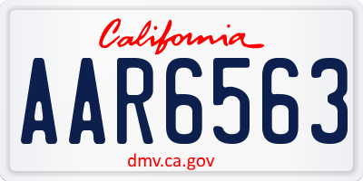 CA license plate AAR6563