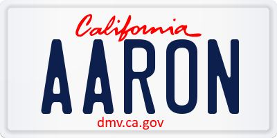 CA license plate AARON