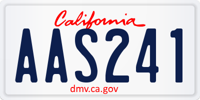 CA license plate AAS241