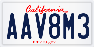 CA license plate AAV8M3